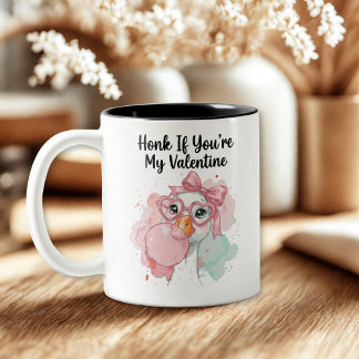 Cute Honk If You’re My Valentine Goose  Zweifarbige Tasse