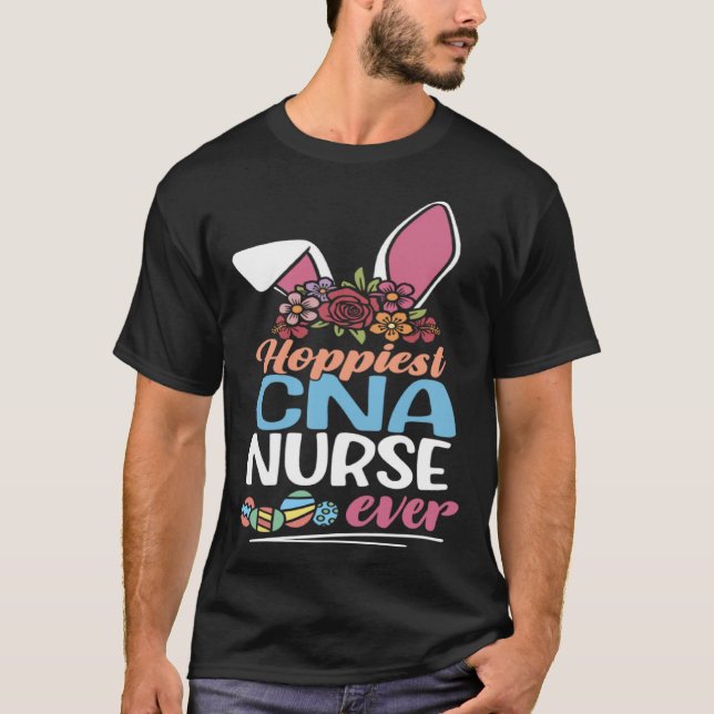 Cute Hoppiest CNA Nurse Ever Bunny Ear Red Plaid E T-Shirt (Vorderseite)