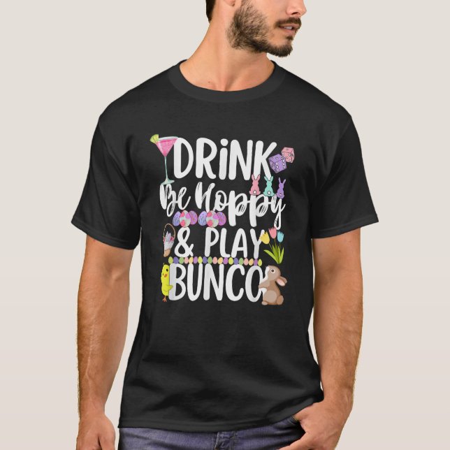 Cute Hoppy Easter Bunco Drinking Group Matching  T-Shirt (Vorderseite)