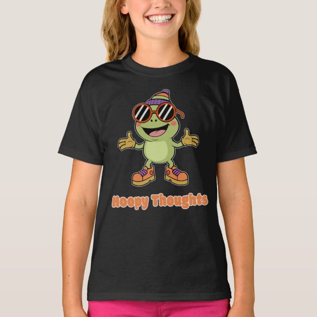 Cute Hoppy Thoughts Frog Pun T-Shirt (Vorderseite)