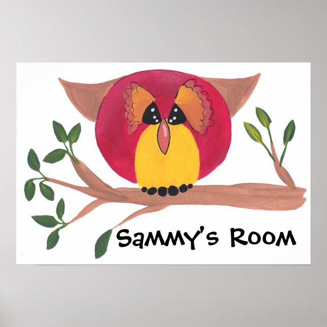 Cute Horned Owl Painting Poster (Vorne)