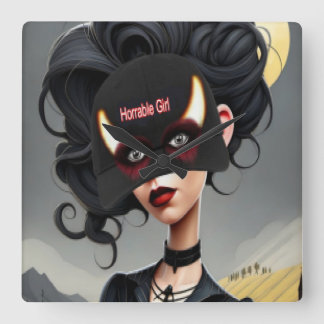 Cute Horrible girl  Quadratische Wanduhr