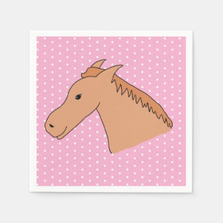 Cute Horse on Polkadot Background Paper Napkin Serviette