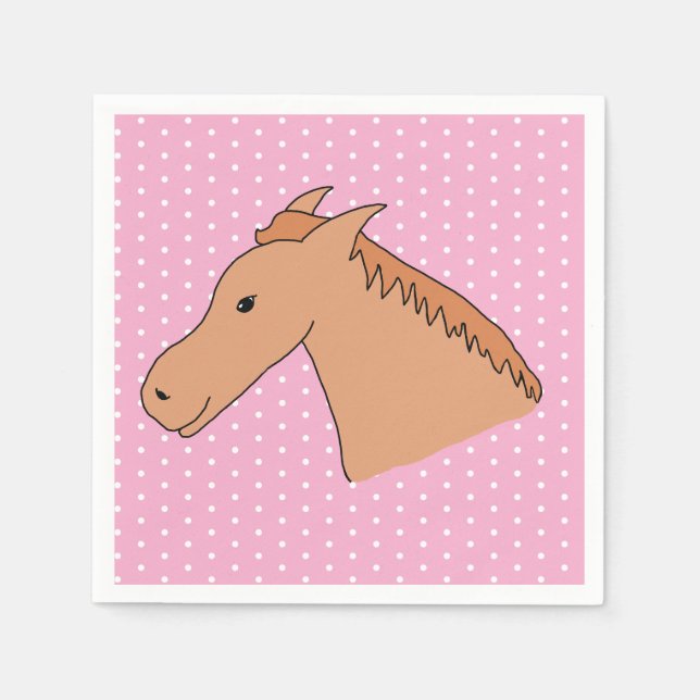 Cute Horse on Polkadot Background Paper Napkin Serviette (Vorderseite)
