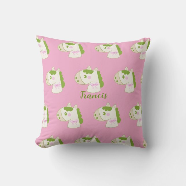 Cute Horses Personalized Pastel Throw Pillow Kissen (Vorderseite)