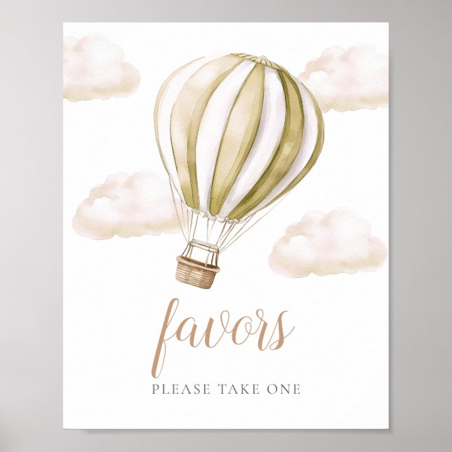 Cute Hot Air Balloon Baby Shower Favors Sign Poster (Vorne)