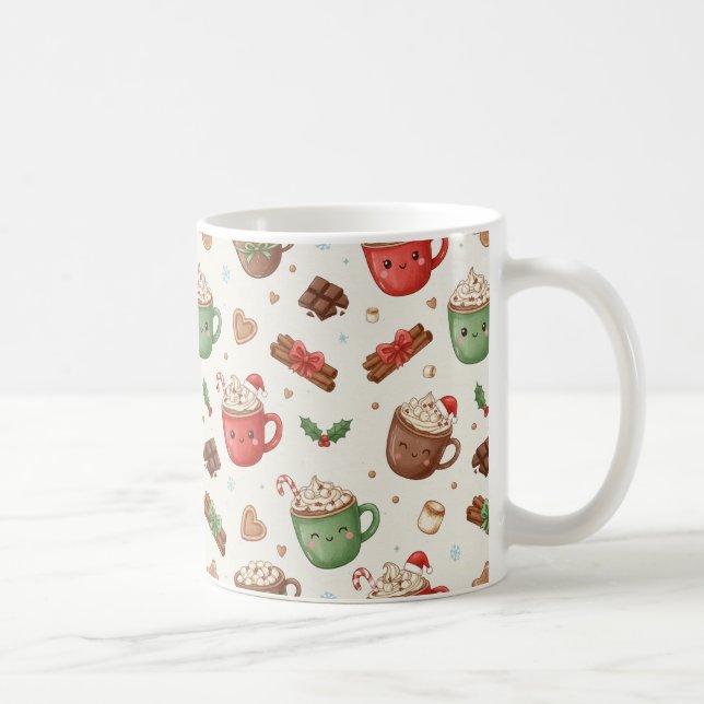 Cute Hot Cocoa Pattern – Festive Illustrated Mugs (Droite)