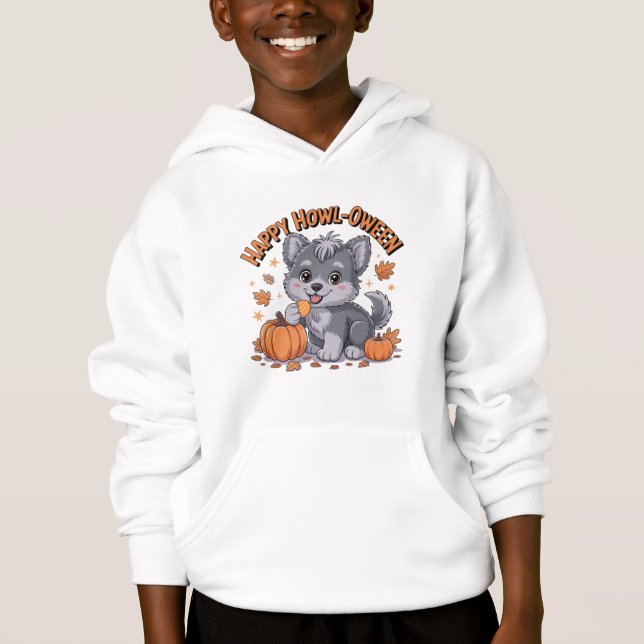 Cute Howl-oween Husky Pumpkin Shirt" Hoodie (Vorderseite)