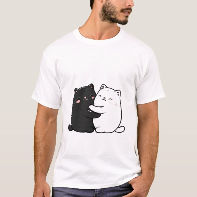 Cute Hugging Cats Men’s T-Shirt | Funny Love tee (Vorderseite)