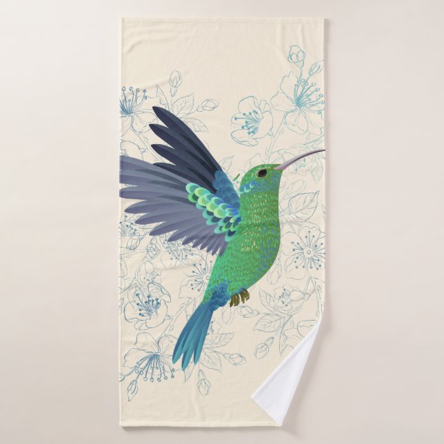 Cute Hummingbird Floral (Serviette de bain)