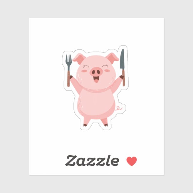 Cute Hungry Piggy Die Cut Sticker (Feuille)