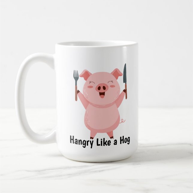 Cute Hungry Piggy Die Cut Sticker Kaffeetasse (Links)