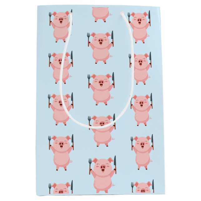 Cute Hungry Piggy  Mittlere Geschenktüte (Vorderseite)