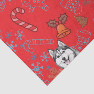 Cute Husky Dog Christmas Winter Seamless Pattern Seidenpapier