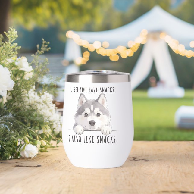 Cute Husky Dog Snacks Quote Funny Minimalist (Hochzeit (gedreht))