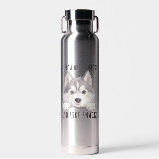 Cute Husky Dog Snacks Quote Funny Minimalist Trinkflasche
