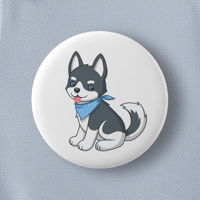 Cute Husky Puppy Dog Button (Von Creator hochgeladen)