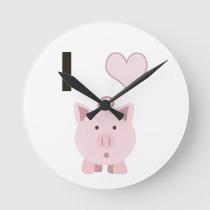 Cute I heart pigs Desgin Runde Wanduhr