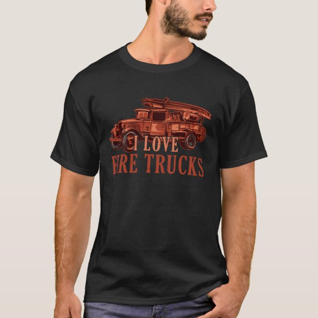 Cute I Love Fire Trucks Future Firefighter Fireman T-Shirt (Vorderseite)