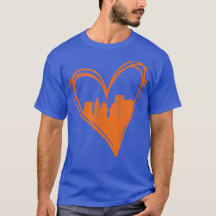 Cute I Love Houston Teas Cityscape Orange Heart T-Shirt