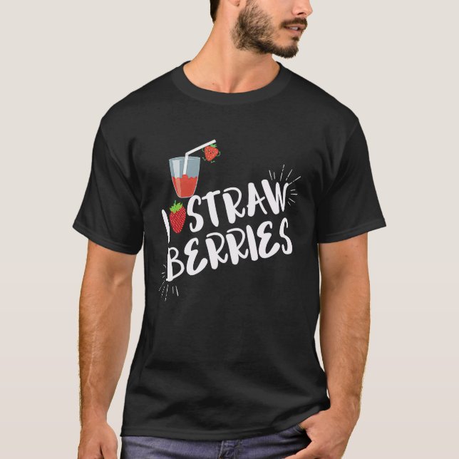 Cute I Love Strawberries Strawberry Fans T-Shirt (Vorderseite)