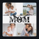 Cute I LOVE YOU MOM Mother's Day Photo Quadratische Wanduhr<br><div class="desc">Cute I Love You Mom Mother's Day Photo Wall Clock features four of your favorite photos with the text "I love you Mom" in modern black typography. Designed by ©Evco Studio www.zazzle.com/store/evcostudio</div>