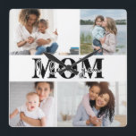 Cute I LOVE YOU MOM Mother's Day Photo Quadratische Wanduhr<br><div class="desc">Cute I Love You Mom Mother's Day Photo Wall Clock features four of your favorite photos with the text "I love you Mom" in modern black typography. Designed by ©Evco Studio www.zazzle.com/store/evcostudio</div>