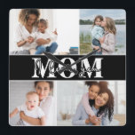 Cute I LOVE YOU MOM Mother's Day Photo Quadratische Wanduhr<br><div class="desc">Cute I Love You Mom Mother's Day Photo Wall Clock features four of your favorite photos with the text "I love you Mom" in modern white typography. Designed by ©Evco Studio www.zazzle.com/store/evcostudio</div>