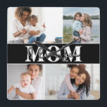 Cute I LOVE YOU MOM Mother's Day Photo Quadratische Wanduhr<br><div class="desc">Cute I Love You Mom Mother's Day Photo Wall Clock features four of your favorite photos with the text "I love you Mom" in modern white typography. Designed by ©Evco Studio www.zazzle.com/store/evcostudio</div>