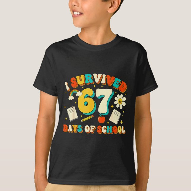 Cute I Survived 67 Days Of School Funny Meme Teach T-Shirt (Vorderseite)
