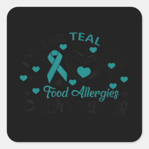 Cute I Teal For Food Allergies Awareness Gift T-Sh Quadratischer Aufkleber