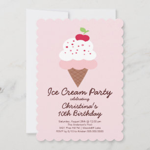Cute Ice Cream Anniversaire Fête Invitation