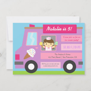 Cute Ice Cream Camion invitations d'anniversaire d