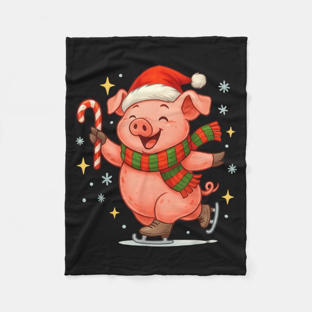 Cute Ice Skating G Funny Santa Christmas Holiday  Fleecedecke (Vorderseite)