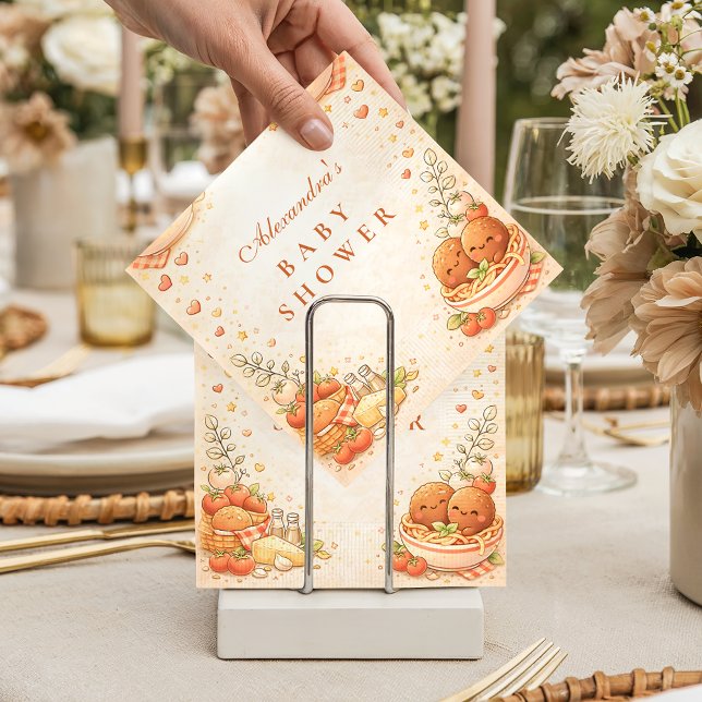 Cute Illustrated Little Meatball Baby Shower Serviette (Von Creator hochgeladen)