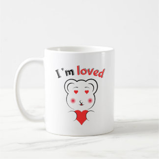 Cute I'm Loved Bear Mug - Minimalist Bear Face wit
