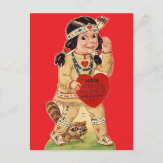 Cute Indian Squaw Vintage Valentine Postcard Postkarte