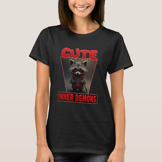 Cute Inner Demons  Trash Panda Devil Raccoon T-Shirt (Vorderseite)
