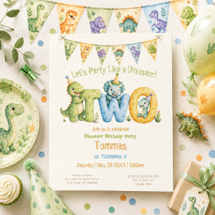 Cute Invitation Anniversaire 2 Ans Thème Dinosaure