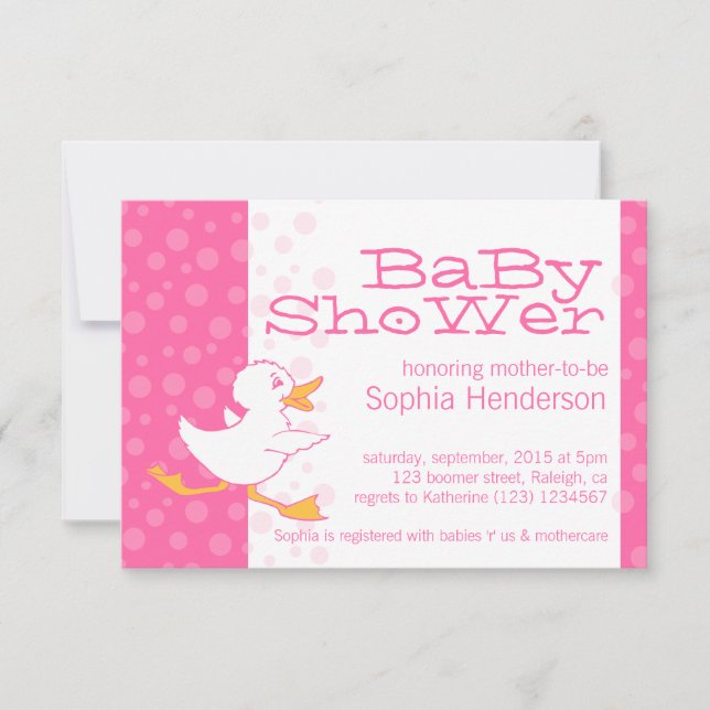 Cute invitation baby shower rose (Devant)