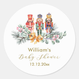 Cute It's Cold Outside Nutcracker Baby Shower  Runder Aufkleber