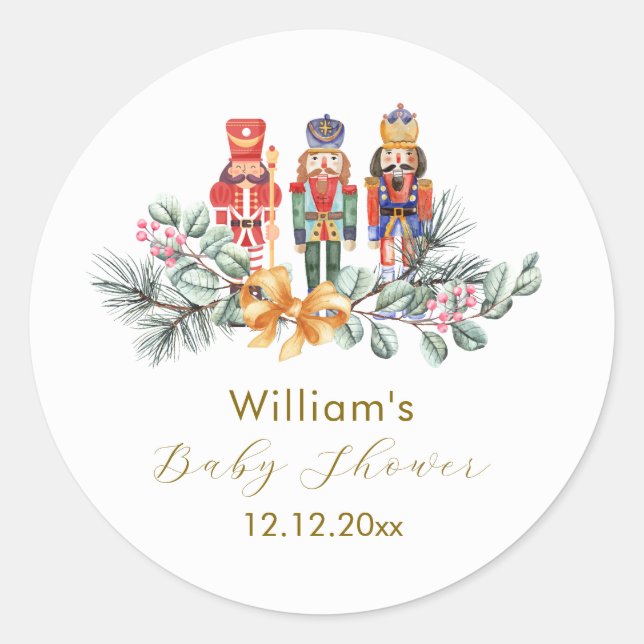 Cute It's Cold Outside Nutcracker Baby Shower  Runder Aufkleber (Vorderseite)