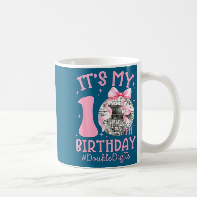 Cute It's My 10th Birthday Girl Coquette Bow Disco Kaffeetasse (Rechts)