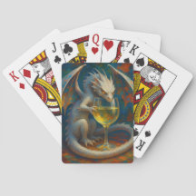 Cute Ivory Dragon & White Wine Fantasy Art