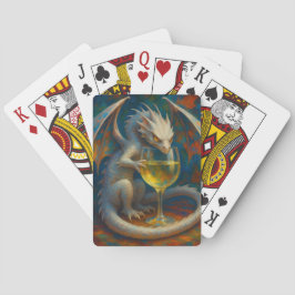 Cute Ivory Dragon & White Wine Fantasy Art Spielkarten