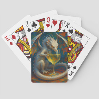 Cute Ivory Dragon & White Wine Fantasy Art Spielkarten