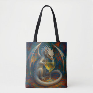 Cute Ivory Dragon & White Wine Fantasy Art Tasche