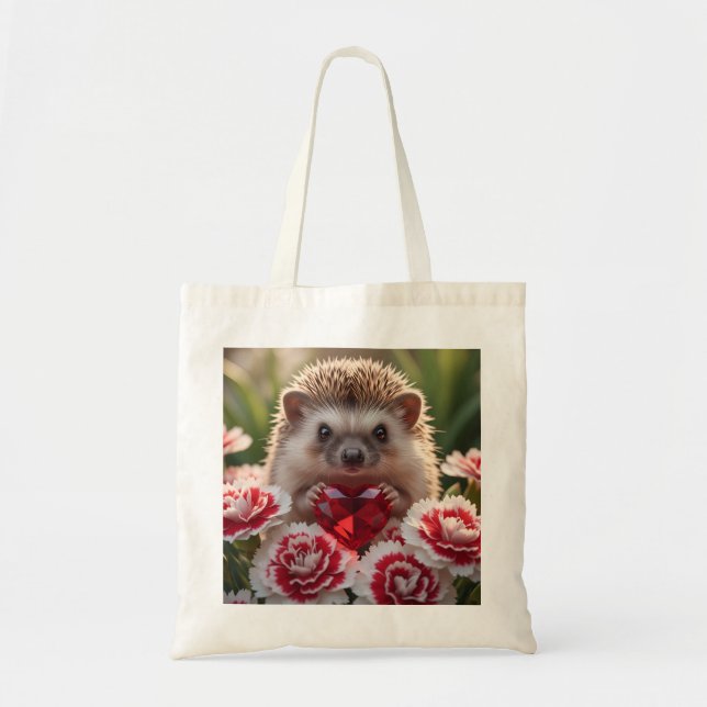 Cute January Hedgehog with Garnet Heart Tragetasche (Vorne)