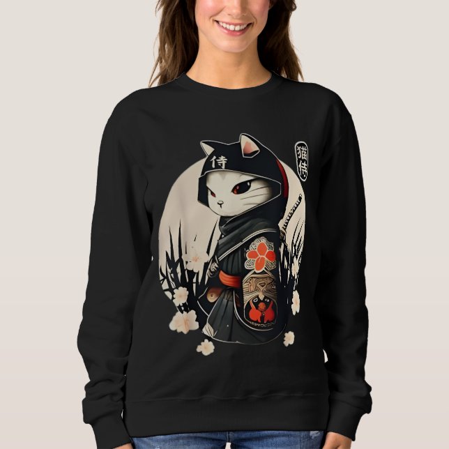 Cute Japanese-style Ninja Cat Sweatshirt (Vorderseite)
