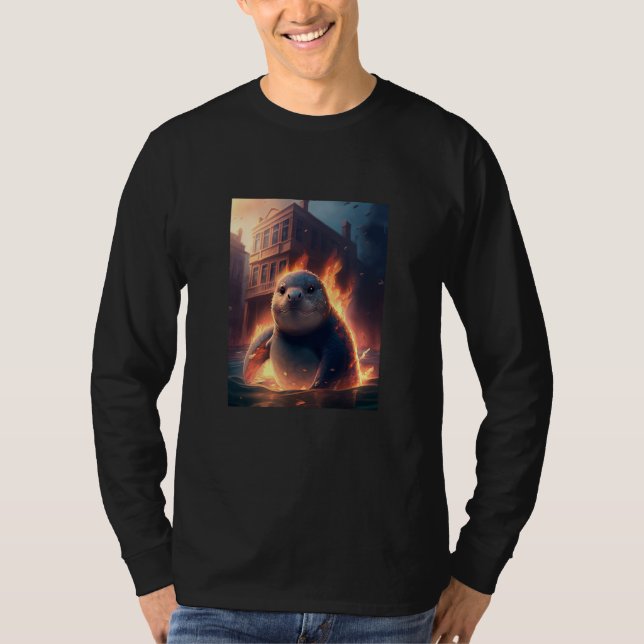 Cute Japanese Style Otter Giant Sea Otter Dinosaur T-Shirt (Vorderseite)